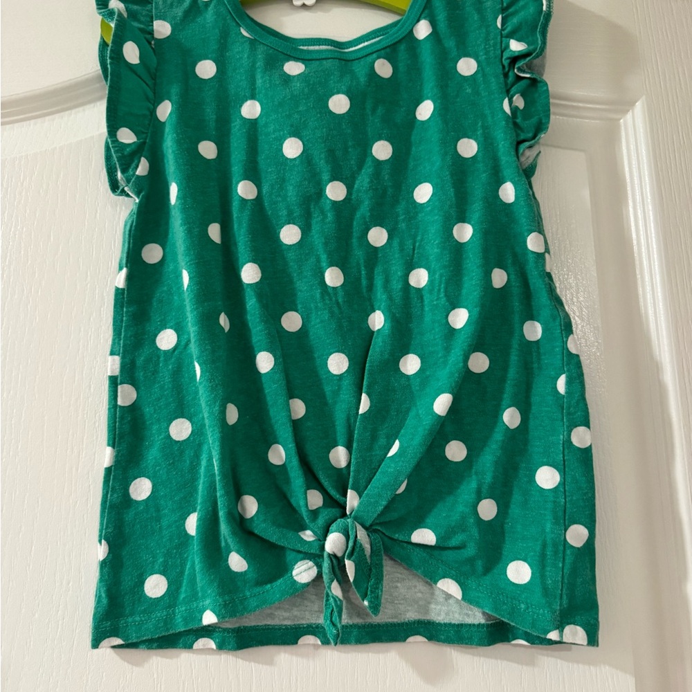 Carter's Green and White Polka Dot Tee